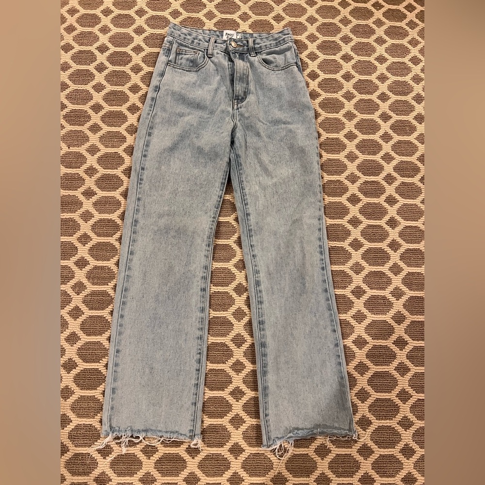 Princess Polly Light Blue Straight Leg Jeans